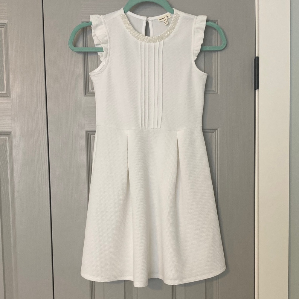 Girls Monteau Ivory Dress with Pearl Accents - 12 (L)